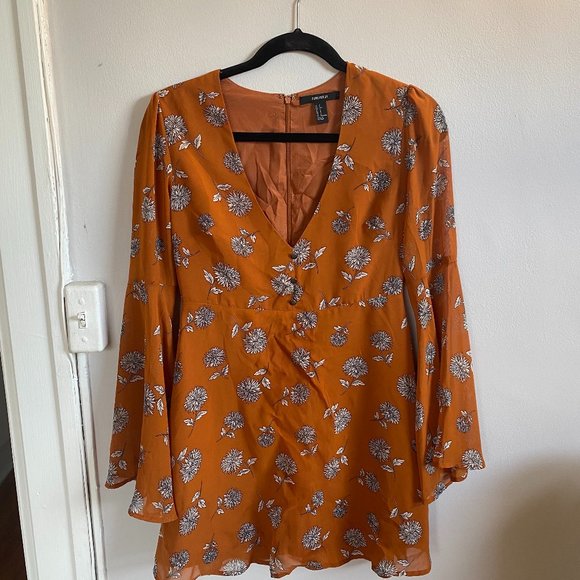 Rustic Orange Floral Dress - Picture 1 of 3